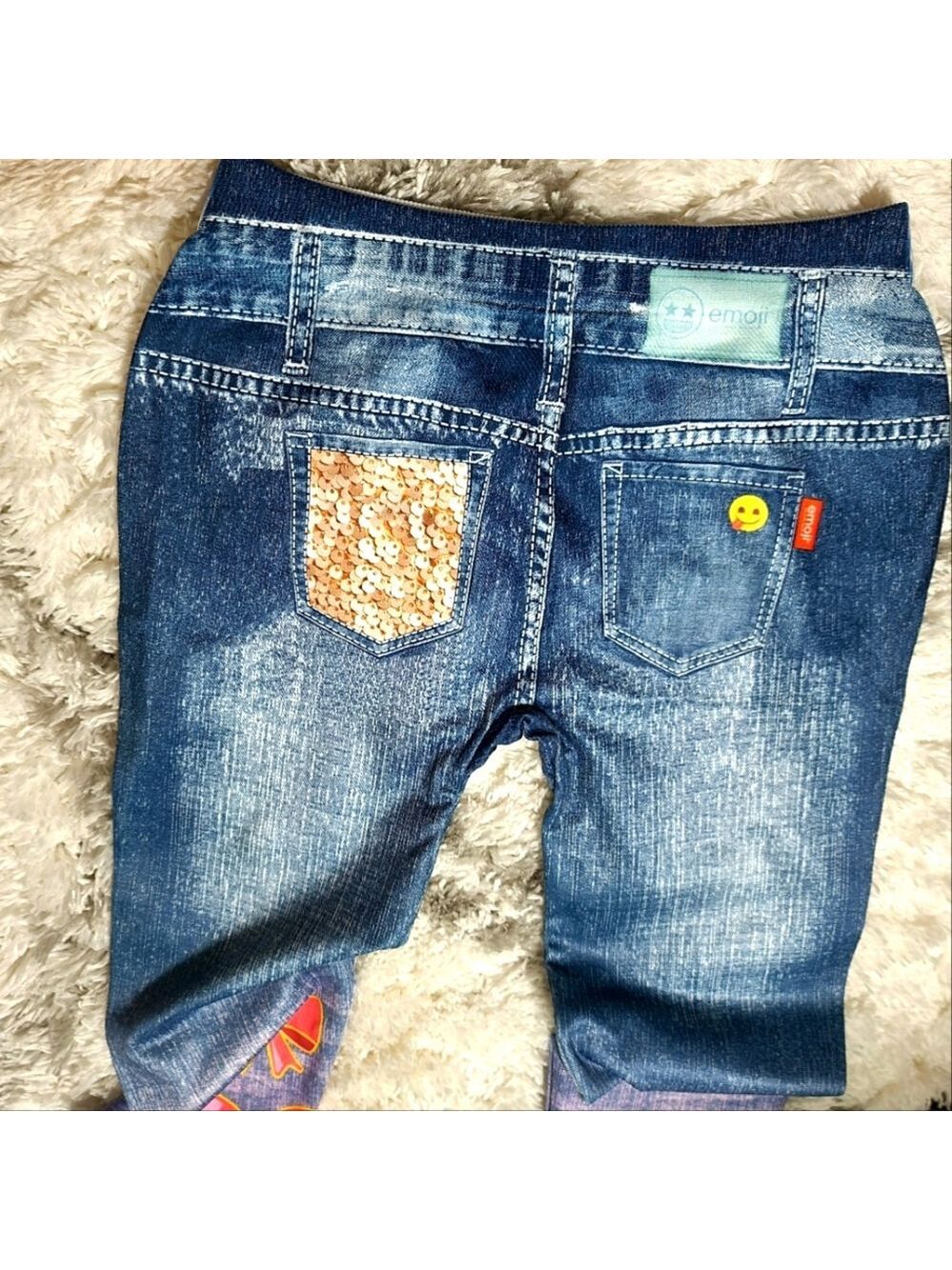 emoji Girls Colorful Fake Jeans
